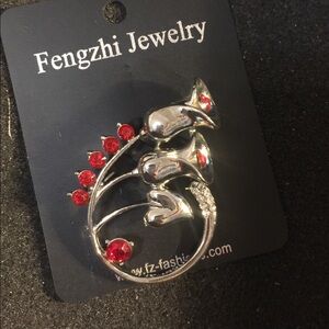 Red crystal Pin Brooch
